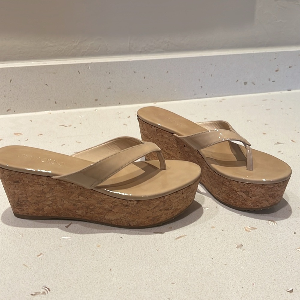 JIMMY CHOO Cream Cork Wedge BRAND NEW